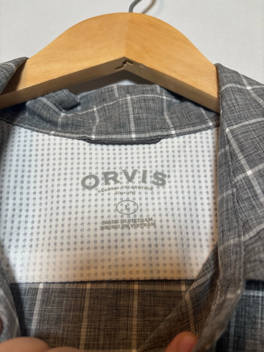 ORVIS Classic Collection Mens Shirt L Gray Plaid Short Sleeve Button Up Pocket - Picture 3 of 5